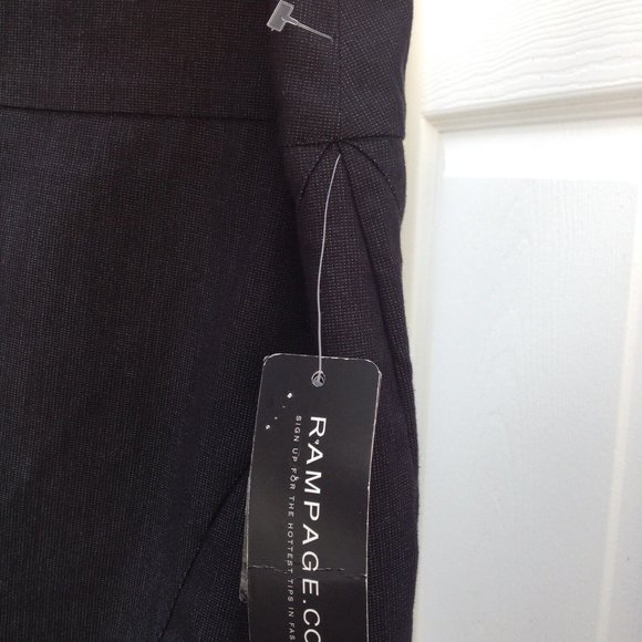 Rampage Straight Pencil Short Career Suit Skirt Stretch Pleated Hem Black 11 - Picture 6 of 12